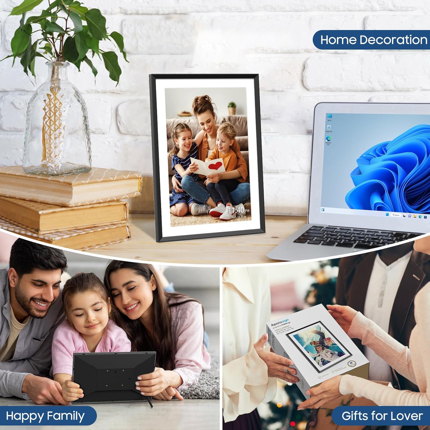 LightingPixel 10.1" Smart Digital Picture Frame – WiFi HD Display for Photos & Videos