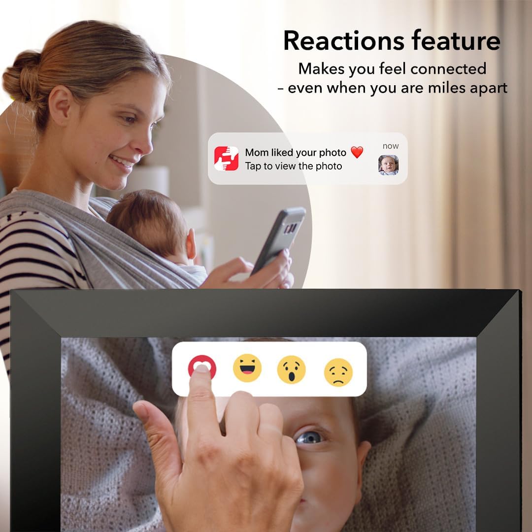 LightingPixel digital photo frame with reactions feature, the best digital frame for parents to stay connected