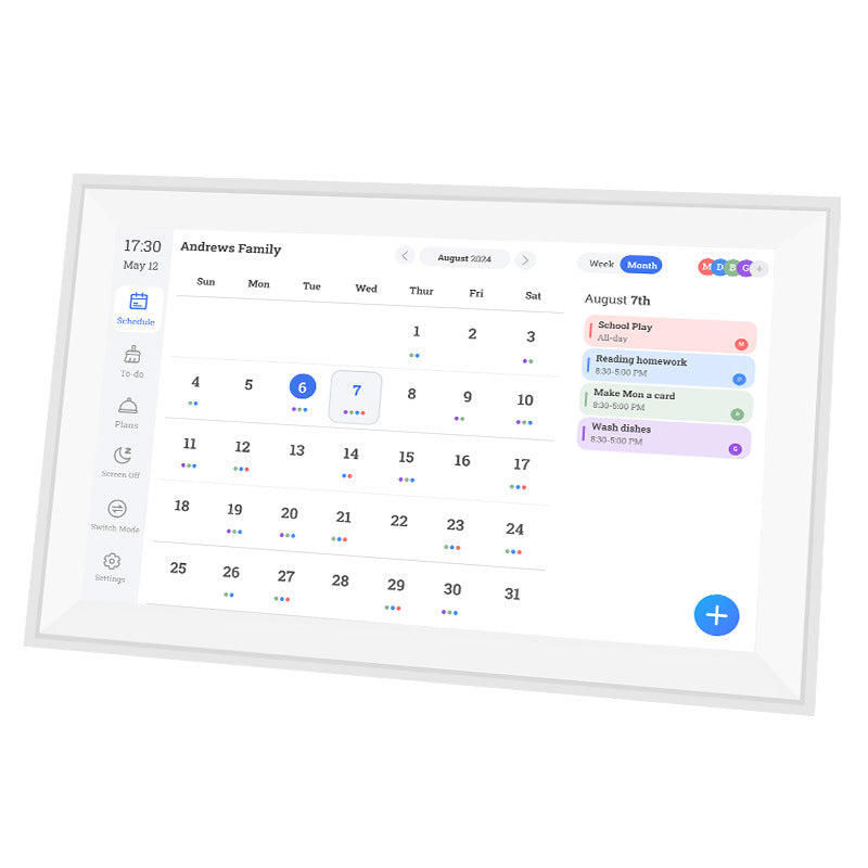 LightingPixel 15.6 Digital Calendar Chore Chart displaying family schedule and colorful task list